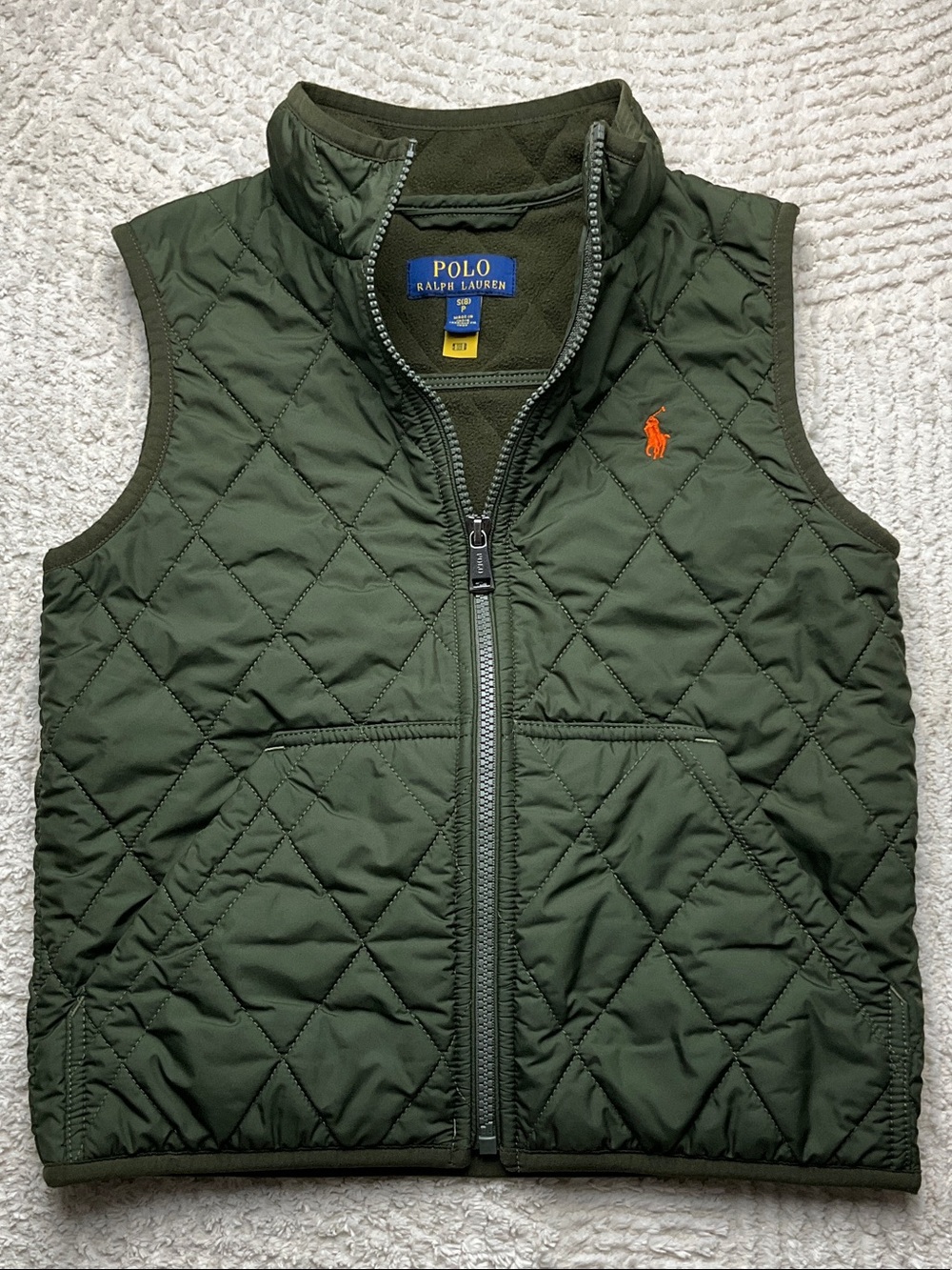 Polo by Ralph Lauren Olive Green Quilted Kids Water Repellent Vest Size 8